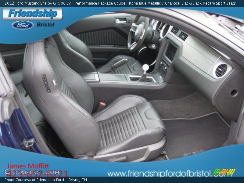 Kona Blue Metallic / Charcoal Black/Black Recaro Sport Seats 2012 Ford Mustang Shelby GT500 SVT Performance Package Coupe