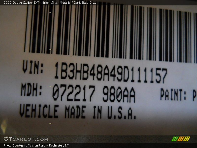 Bright Silver Metallic / Dark Slate Gray 2009 Dodge Caliber SXT