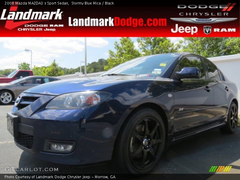 Stormy Blue Mica / Black 2008 Mazda MAZDA3 s Sport Sedan
