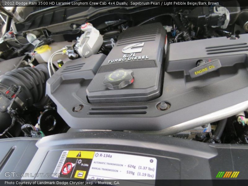 Sagebrush Pearl / Light Pebble Beige/Bark Brown 2012 Dodge Ram 3500 HD Laramie Longhorn Crew Cab 4x4 Dually