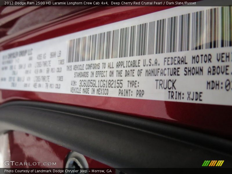 Deep Cherry Red Crystal Pearl / Dark Slate/Russet 2012 Dodge Ram 2500 HD Laramie Longhorn Crew Cab 4x4