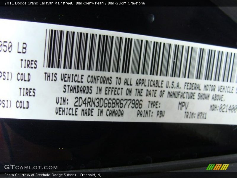 Blackberry Pearl / Black/Light Graystone 2011 Dodge Grand Caravan Mainstreet