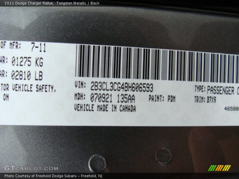 Tungsten Metallic / Black 2011 Dodge Charger Rallye