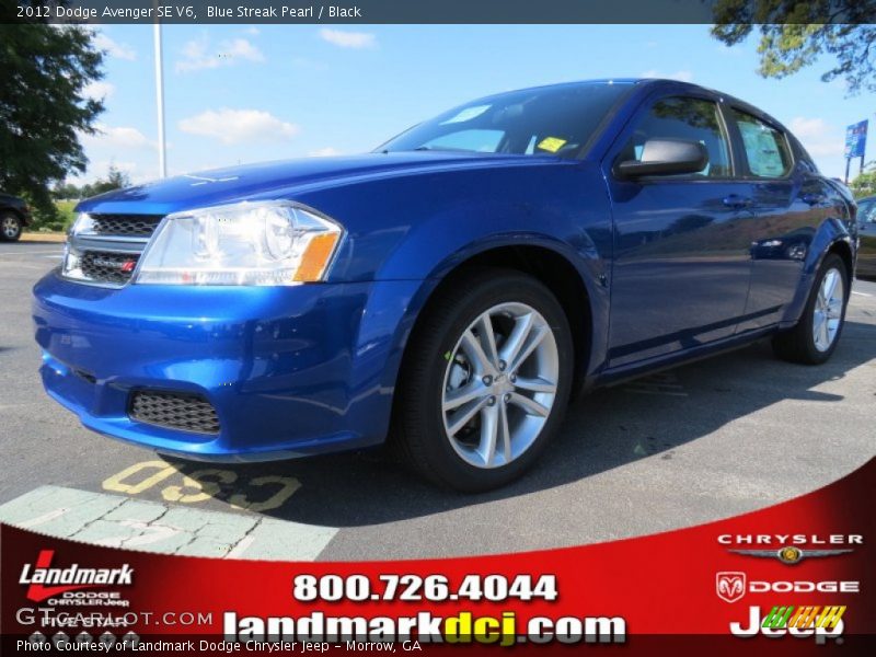 Blue Streak Pearl / Black 2012 Dodge Avenger SE V6