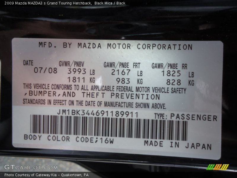 Black Mica / Black 2009 Mazda MAZDA3 s Grand Touring Hatchback