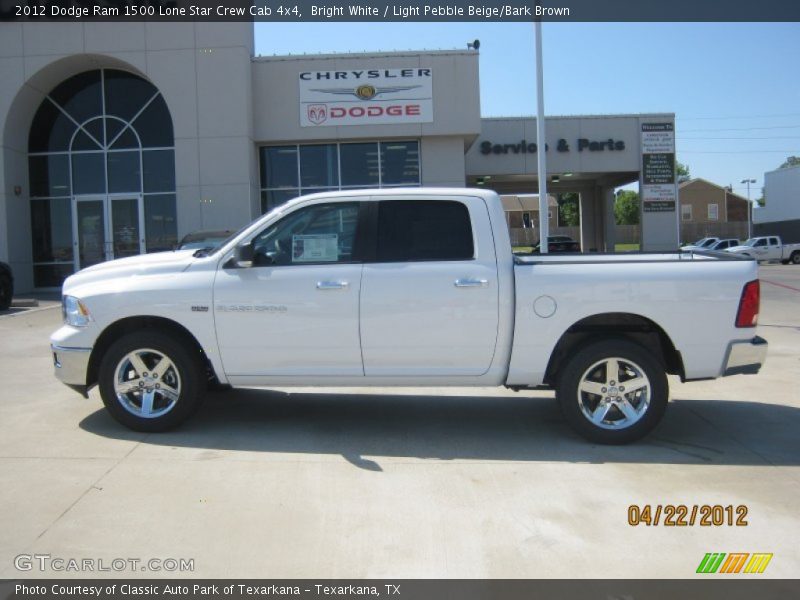 Bright White / Light Pebble Beige/Bark Brown 2012 Dodge Ram 1500 Lone Star Crew Cab 4x4
