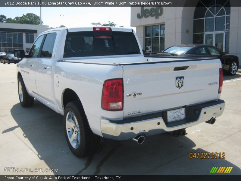 Bright White / Light Pebble Beige/Bark Brown 2012 Dodge Ram 1500 Lone Star Crew Cab 4x4