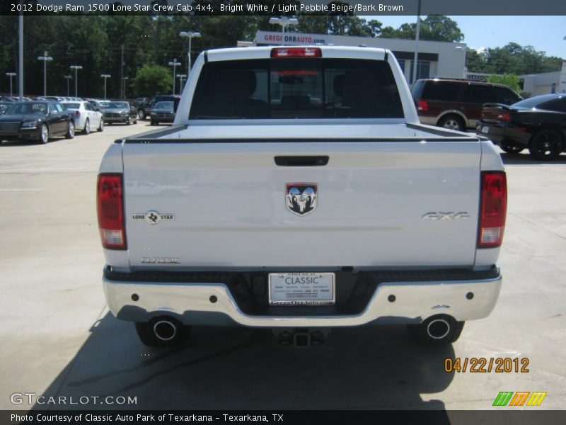 Bright White / Light Pebble Beige/Bark Brown 2012 Dodge Ram 1500 Lone Star Crew Cab 4x4