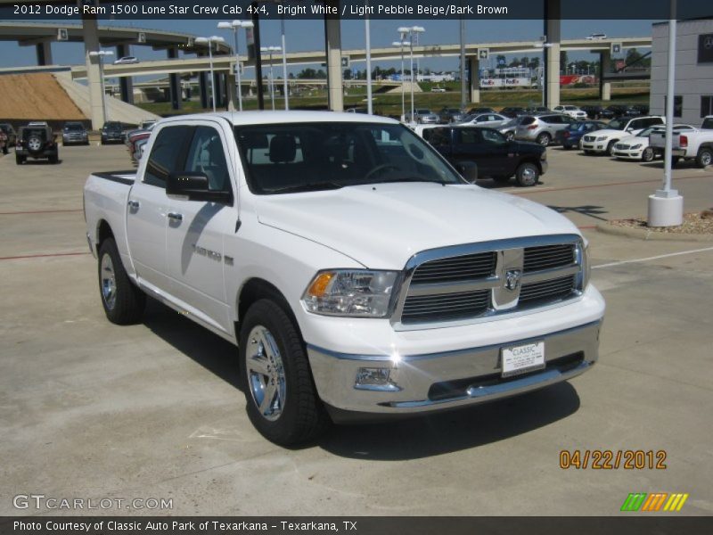 Bright White / Light Pebble Beige/Bark Brown 2012 Dodge Ram 1500 Lone Star Crew Cab 4x4