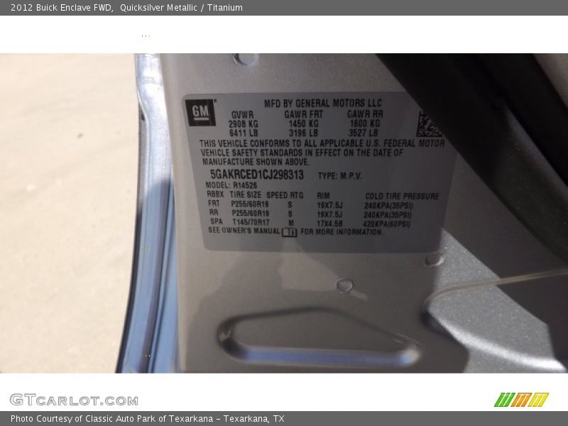 Quicksilver Metallic / Titanium 2012 Buick Enclave FWD