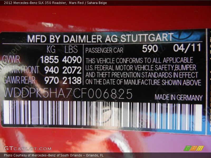Mars Red / Sahara Beige 2012 Mercedes-Benz SLK 350 Roadster
