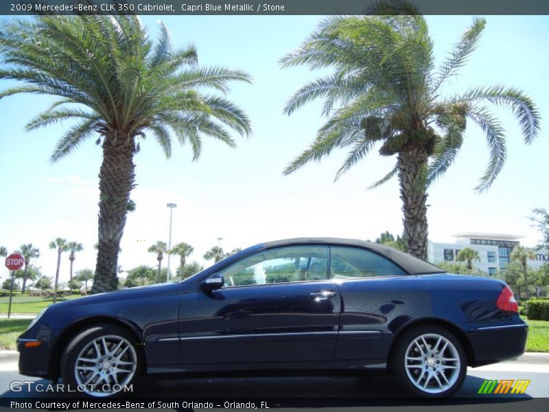 Capri Blue Metallic / Stone 2009 Mercedes-Benz CLK 350 Cabriolet