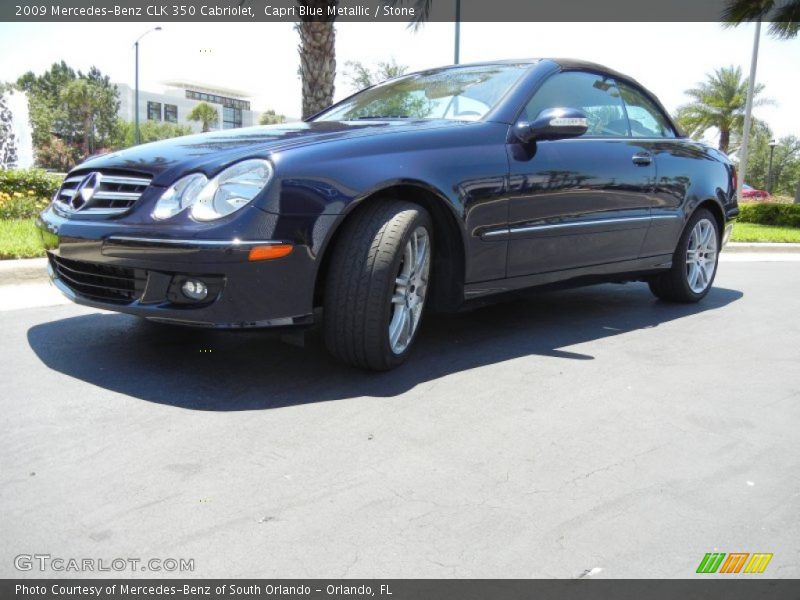Capri Blue Metallic / Stone 2009 Mercedes-Benz CLK 350 Cabriolet