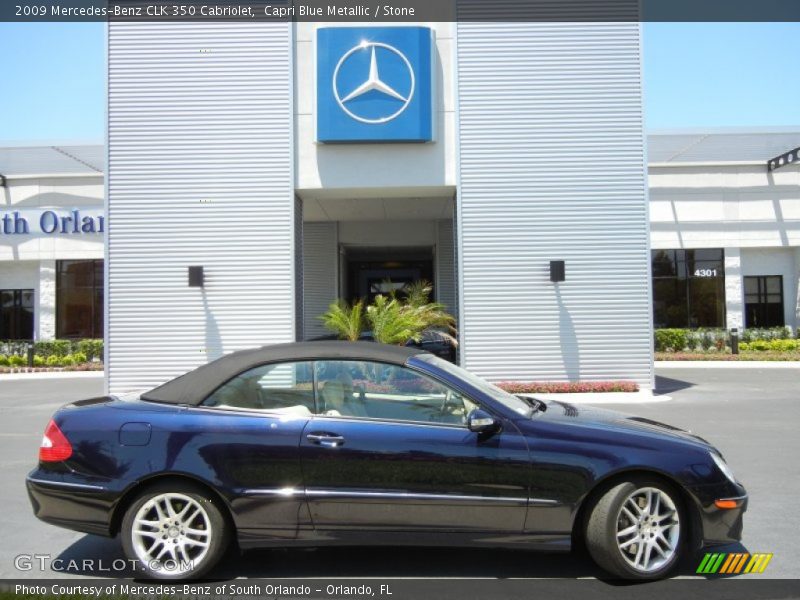 Capri Blue Metallic / Stone 2009 Mercedes-Benz CLK 350 Cabriolet