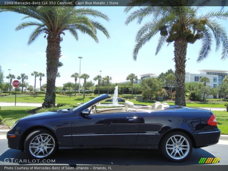 Capri Blue Metallic / Stone 2009 Mercedes-Benz CLK 350 Cabriolet