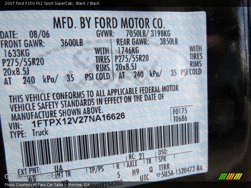 Black / Black 2007 Ford F150 FX2 Sport SuperCab