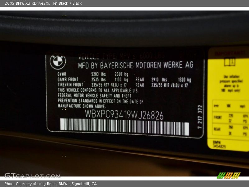 Jet Black / Black 2009 BMW X3 xDrive30i