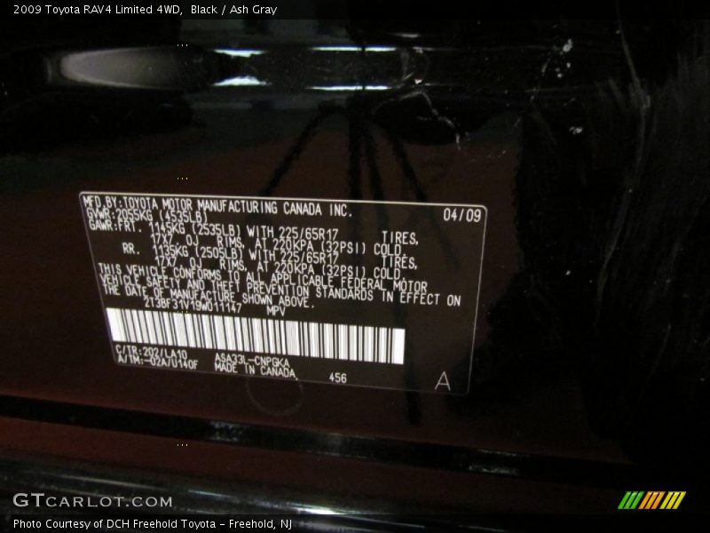 Black / Ash Gray 2009 Toyota RAV4 Limited 4WD