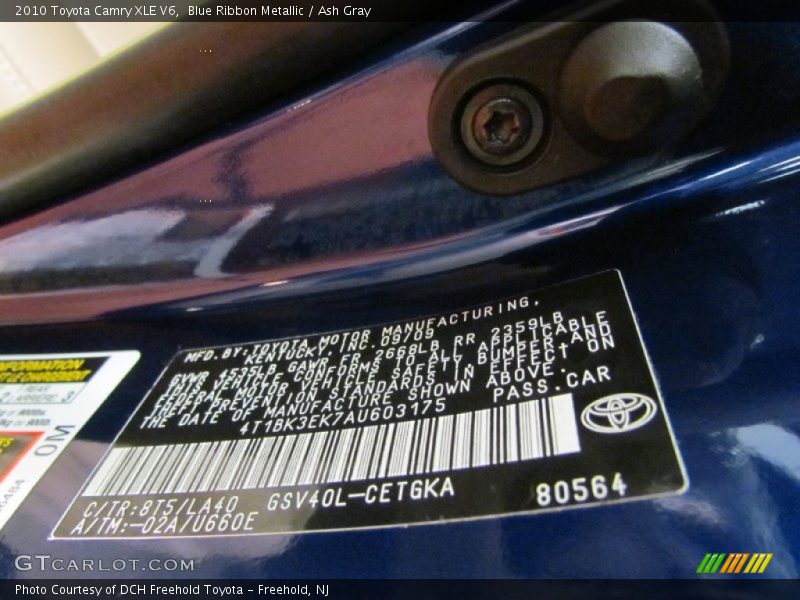 Blue Ribbon Metallic / Ash Gray 2010 Toyota Camry XLE V6