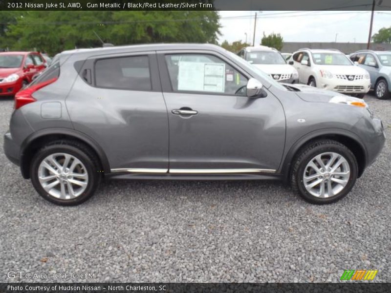 Gun Metallic / Black/Red Leather/Silver Trim 2012 Nissan Juke SL AWD