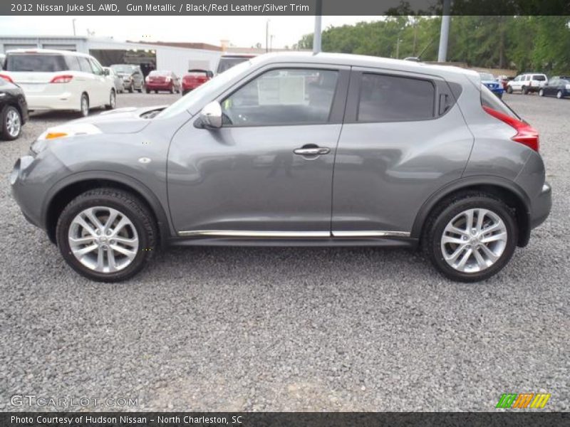 Gun Metallic / Black/Red Leather/Silver Trim 2012 Nissan Juke SL AWD