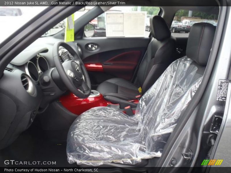 Gun Metallic / Black/Red Leather/Silver Trim 2012 Nissan Juke SL AWD
