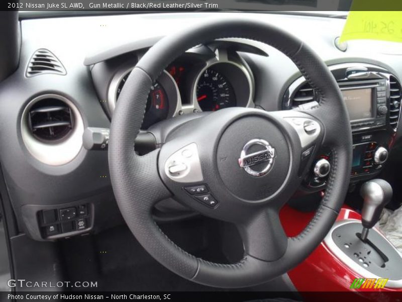 Gun Metallic / Black/Red Leather/Silver Trim 2012 Nissan Juke SL AWD