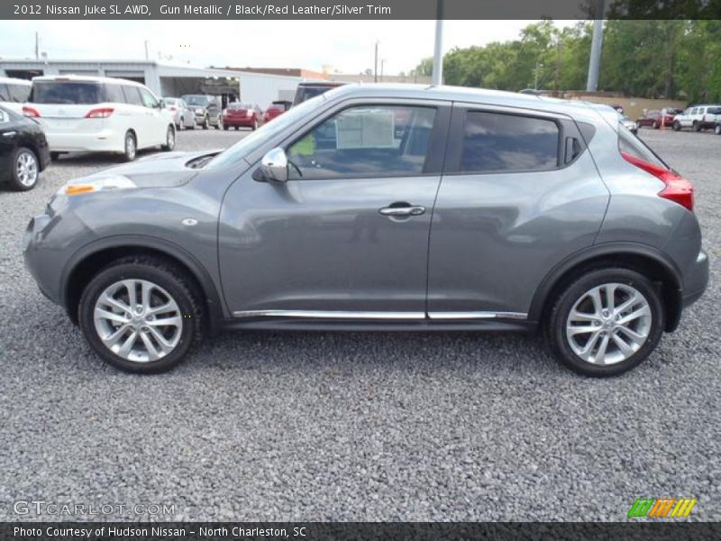 Gun Metallic / Black/Red Leather/Silver Trim 2012 Nissan Juke SL AWD