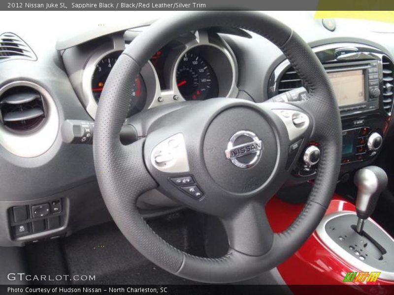 Sapphire Black / Black/Red Leather/Silver Trim 2012 Nissan Juke SL