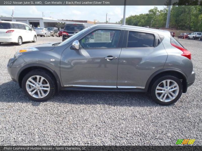 Gun Metallic / Black/Red Leather/Silver Trim 2012 Nissan Juke SL AWD