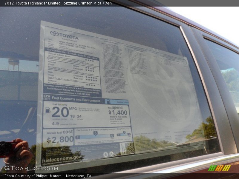 Sizzling Crimson Mica / Ash 2012 Toyota Highlander Limited