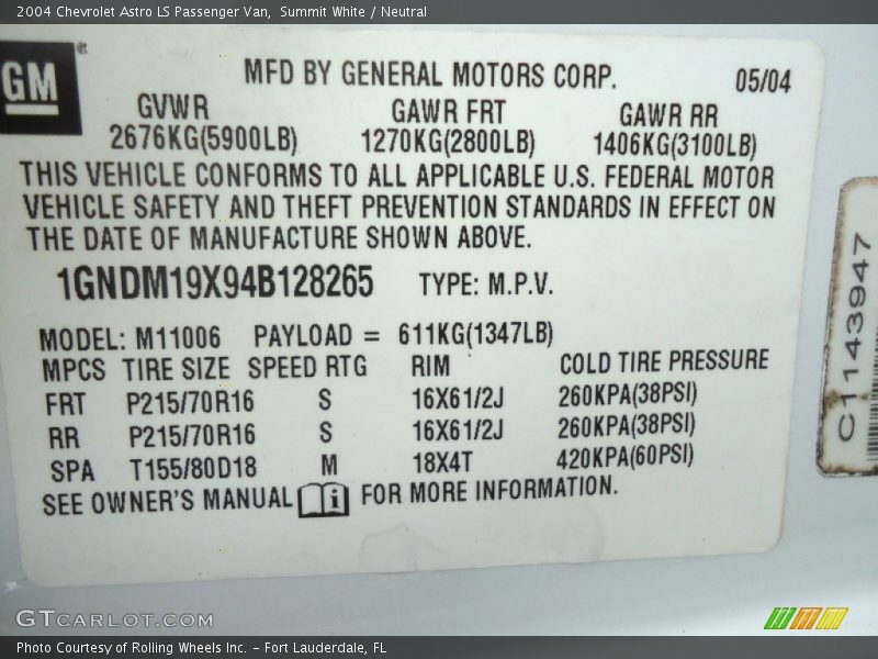 Summit White / Neutral 2004 Chevrolet Astro LS Passenger Van