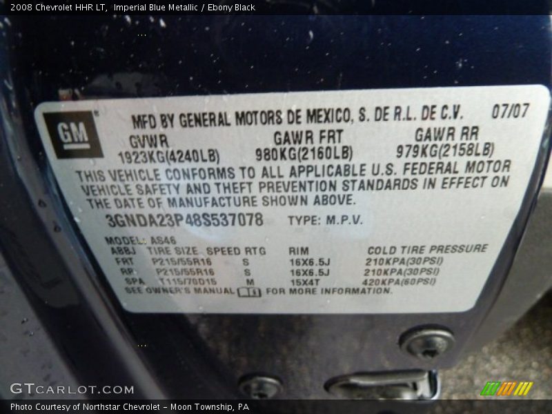 Imperial Blue Metallic / Ebony Black 2008 Chevrolet HHR LT