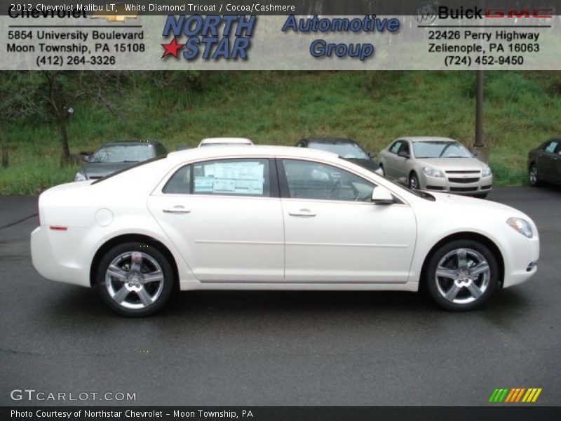 White Diamond Tricoat / Cocoa/Cashmere 2012 Chevrolet Malibu LT