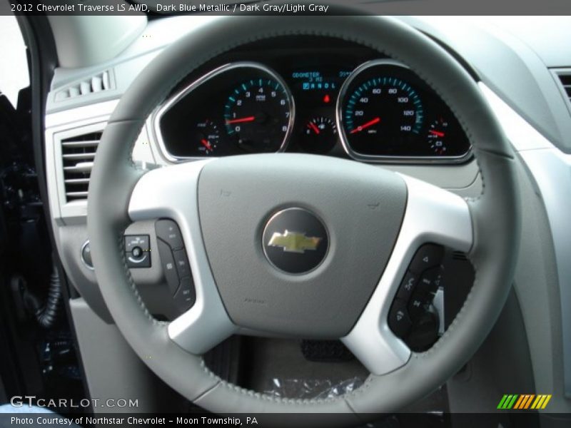 Dark Blue Metallic / Dark Gray/Light Gray 2012 Chevrolet Traverse LS AWD