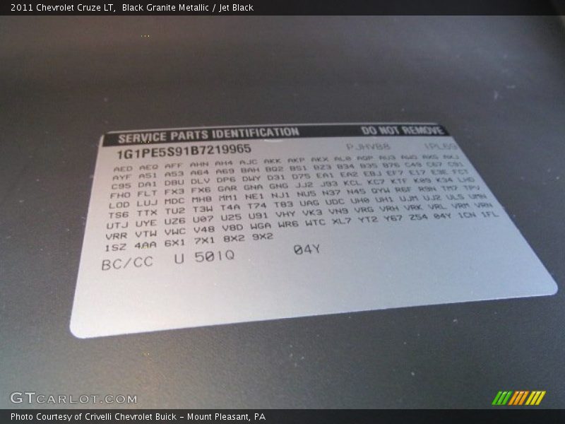 Black Granite Metallic / Jet Black 2011 Chevrolet Cruze LT