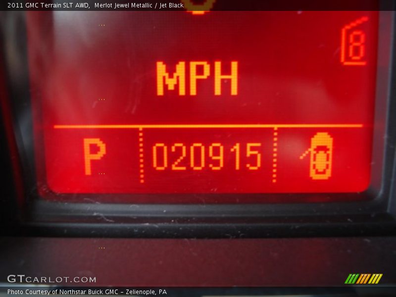 Merlot Jewel Metallic / Jet Black 2011 GMC Terrain SLT AWD