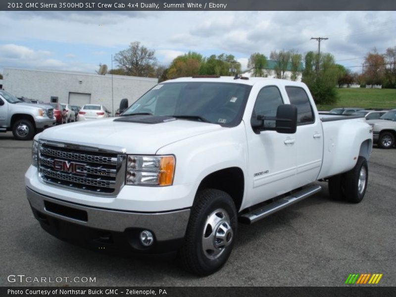 Summit White / Ebony 2012 GMC Sierra 3500HD SLT Crew Cab 4x4 Dually