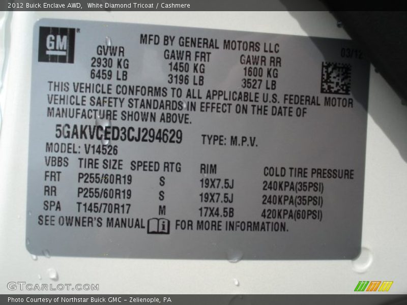 White Diamond Tricoat / Cashmere 2012 Buick Enclave AWD