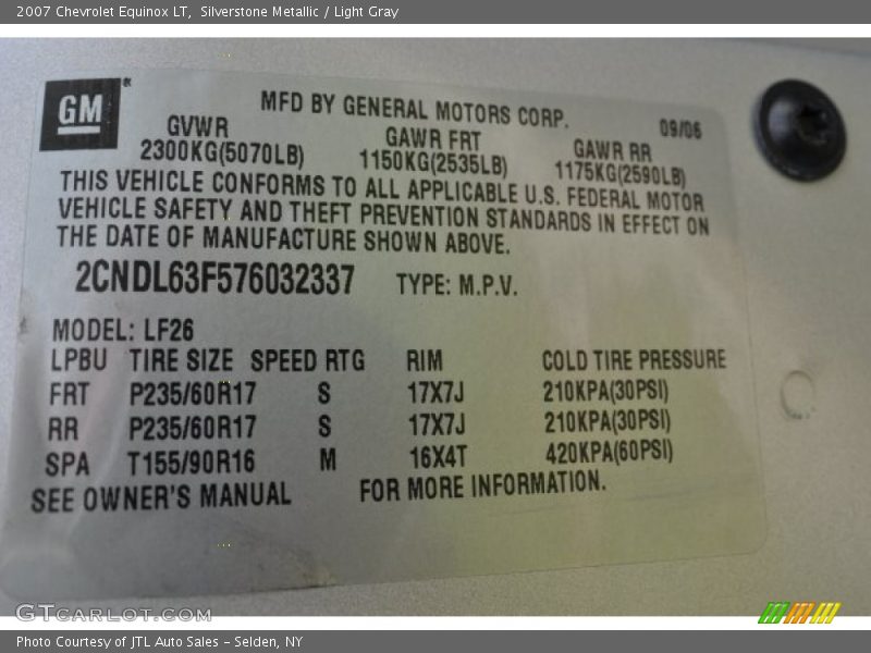 Silverstone Metallic / Light Gray 2007 Chevrolet Equinox LT