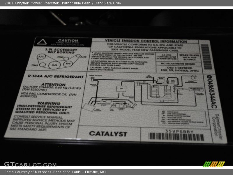Info Tag of 2001 Prowler Roadster