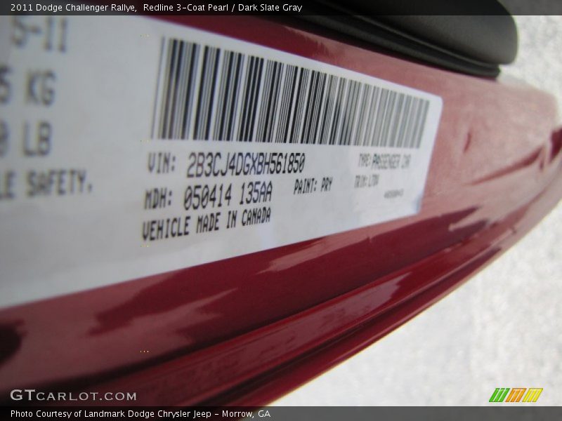 Redline 3-Coat Pearl / Dark Slate Gray 2011 Dodge Challenger Rallye