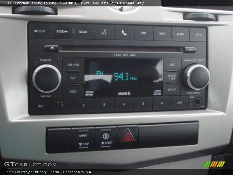 Bright Silver Metallic / Dark Slate Gray 2010 Chrysler Sebring Touring Convertible