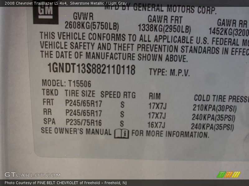 Silverstone Metallic / Light Gray 2008 Chevrolet TrailBlazer LS 4x4