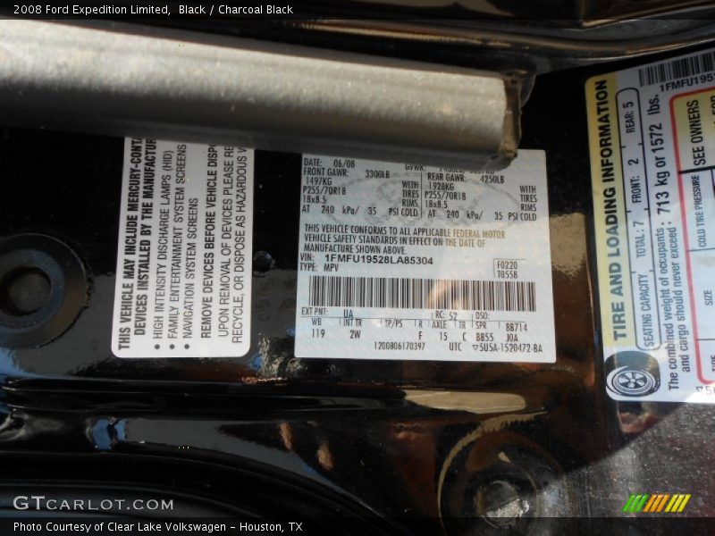 Black / Charcoal Black 2008 Ford Expedition Limited