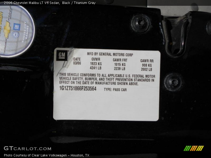 Black / Titanium Gray 2006 Chevrolet Malibu LT V6 Sedan