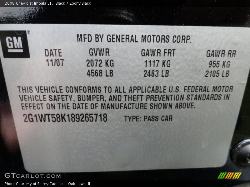 Black / Ebony Black 2008 Chevrolet Impala LT