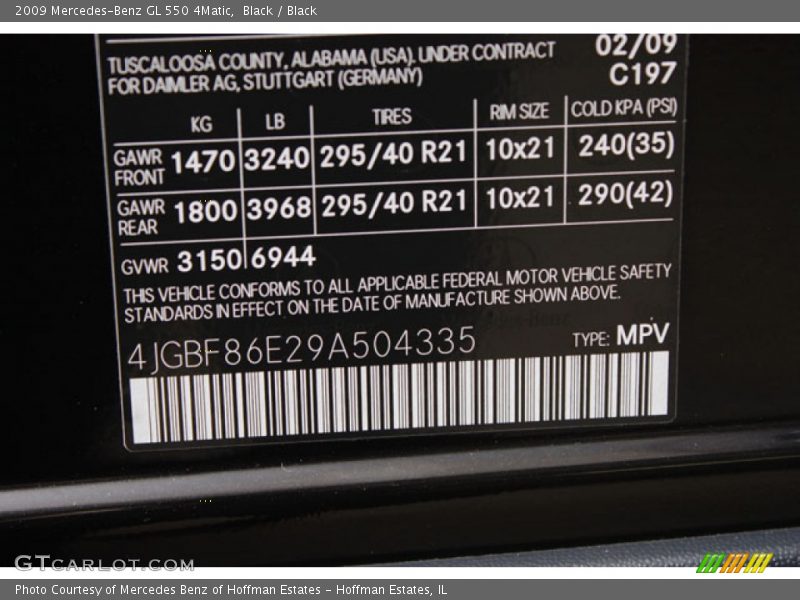 Black / Black 2009 Mercedes-Benz GL 550 4Matic