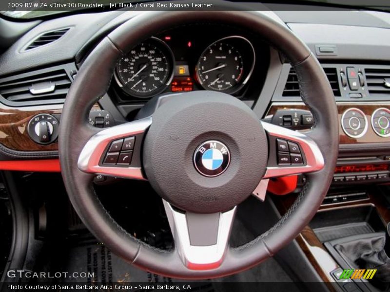 Jet Black / Coral Red Kansas Leather 2009 BMW Z4 sDrive30i Roadster
