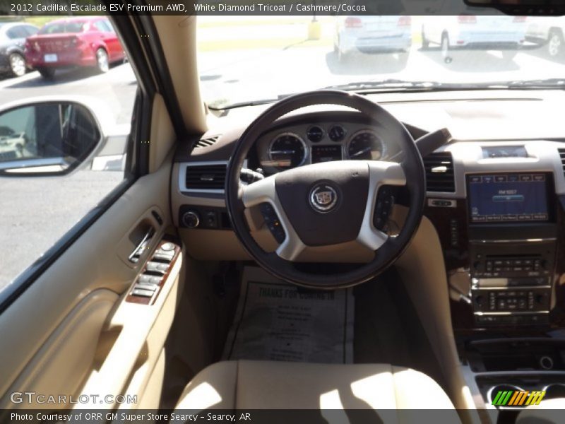 White Diamond Tricoat / Cashmere/Cocoa 2012 Cadillac Escalade ESV Premium AWD